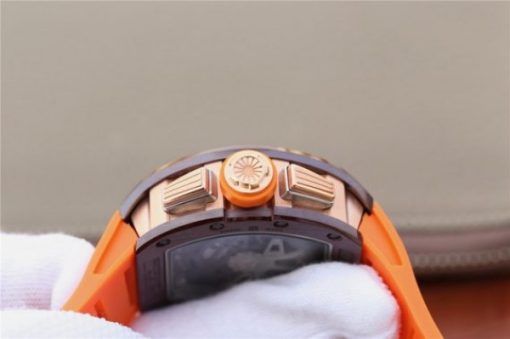 Replica Richard Mille RM011 Felipe Massa RG Chrono Brown Skeleton Dial Orange Rubber Strap A7750 - Image 10
