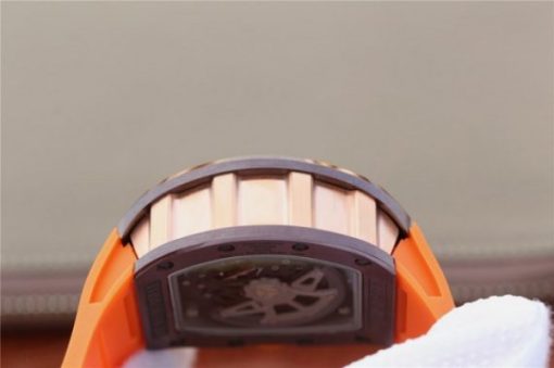 Replica Richard Mille RM011 Felipe Massa RG Chrono Brown Skeleton Dial Orange Rubber Strap A7750 - Image 11
