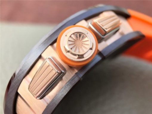 Replica Richard Mille RM011 Felipe Massa RG Chrono Brown Skeleton Dial Orange Rubber Strap A7750 - Image 12