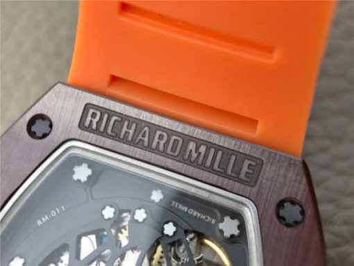 Replica Richard Mille RM011 Felipe Massa RG Chrono Brown Skeleton Dial Orange Rubber Strap A7750 - Image 14