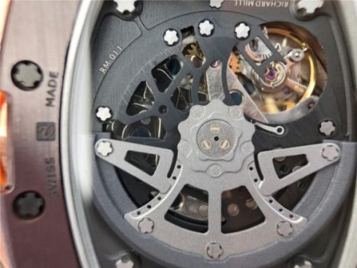 Replica Richard Mille RM011 Felipe Massa RG Chrono Brown Skeleton Dial Orange Rubber Strap A7750 - Image 15