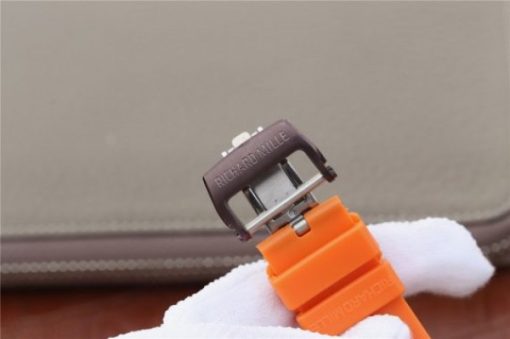 Replica Richard Mille RM011 Felipe Massa RG Chrono Brown Skeleton Dial Orange Rubber Strap A7750 - Image 19