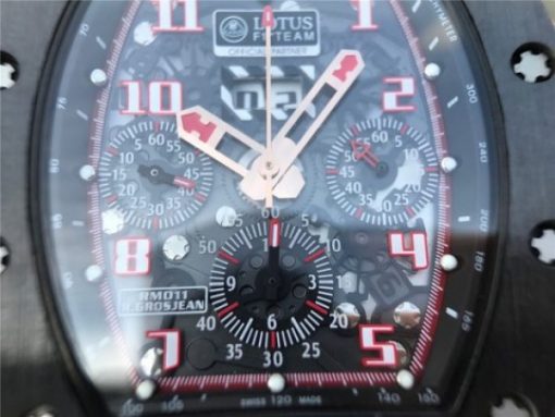 Replica Richard Mille RM011 Black Ceramic RG Chrono Skeleton Dial Black Rubber Strap A7750 - Image 8