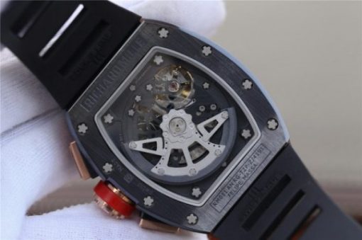 Replica Richard Mille RM011 Black Ceramic RG Chrono Skeleton Dial Black Rubber Strap A7750 - Image 13