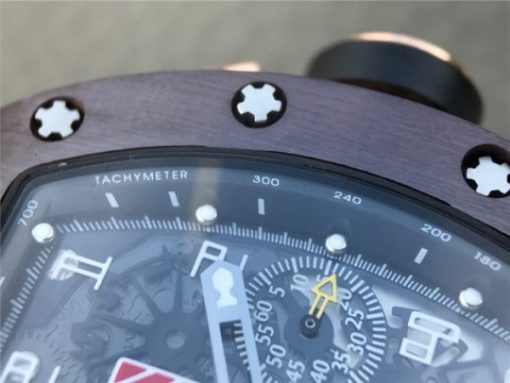 Replica Richard Mille RM011 Brown Ceramic RG Chrono Skeleton Dial Black Rubber Strap A7750 - Image 7