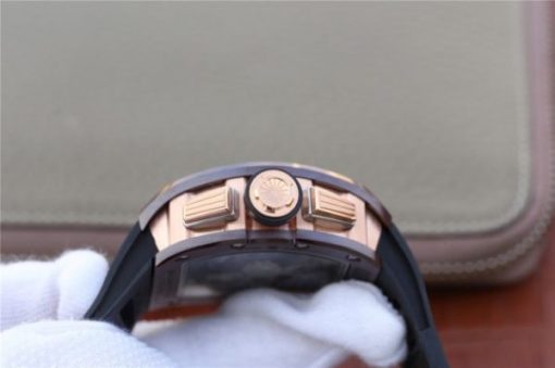 Replica Richard Mille RM011 Brown Ceramic RG Chrono Skeleton Dial Black Rubber Strap A7750 - Image 9
