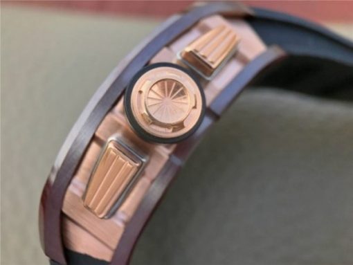Replica Richard Mille RM011 Brown Ceramic RG Chrono Skeleton Dial Black Rubber Strap A7750 - Image 11