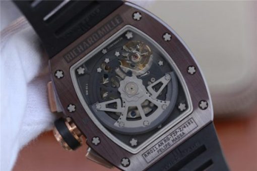 Replica Richard Mille RM011 Brown Ceramic RG Chrono Skeleton Dial Black Rubber Strap A7750 - Image 13