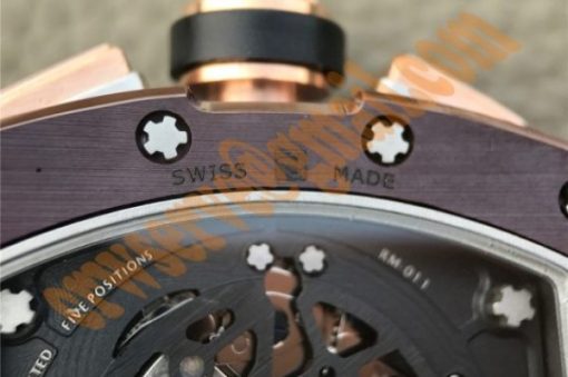 Replica Richard Mille RM011 Brown Ceramic RG Chrono Skeleton Dial Black Rubber Strap A7750 - Image 16