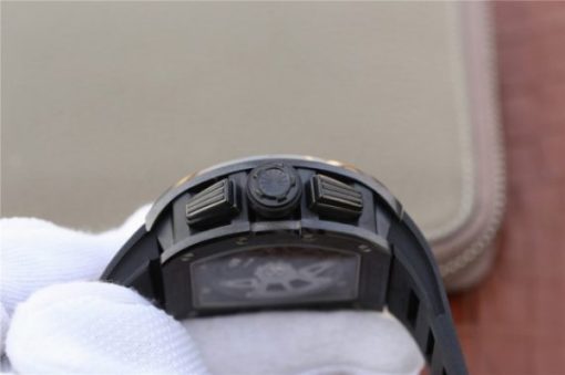 Replica Richard Mille RM011 Black Ceramic PVD Chrono Skeleton Dial Black Rubber Strap A7750 - Image 11