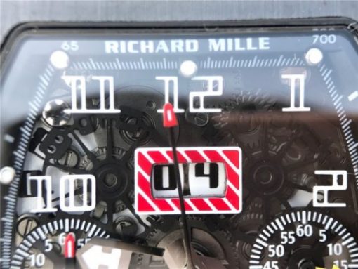 Replica Richard Mille RM011 RG Black Ceramic Chrono Skeleton Dial Black Rubber Strap A7750 - Image 4