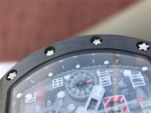 Replica Richard Mille RM011 RG Black Ceramic Chrono Skeleton Dial Black Rubber Strap A7750 - Image 8