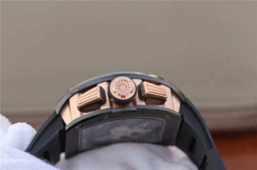Replica Richard Mille RM011 RG Black Ceramic Chrono Skeleton Dial Black Rubber Strap A7750 - Image 11
