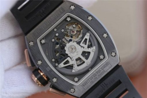 Replica Richard Mille RM011 RG Black Ceramic Chrono Skeleton Dial Black Rubber Strap A7750 - Image 15