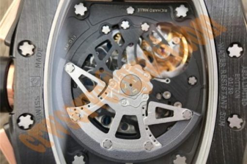 Replica Richard Mille RM011 RG Black Ceramic Chrono Skeleton Dial Black Rubber Strap A7750 - Image 16