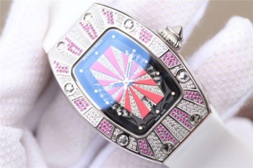Replica Richard Mille RM 007 Lady SS Diamonds Black Inner Bezel White Rubber Strap 6T51 - Image 3