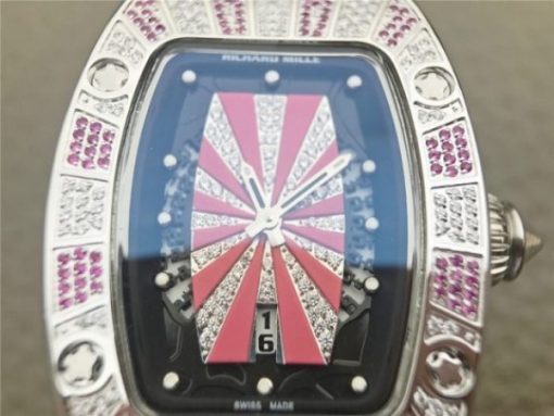 Replica Richard Mille RM 007 Lady SS Diamonds Black Inner Bezel White Rubber Strap 6T51 - Image 8