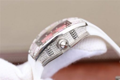Replica Richard Mille RM 007 Lady SS Diamonds Black Inner Bezel White Rubber Strap 6T51 - Image 9