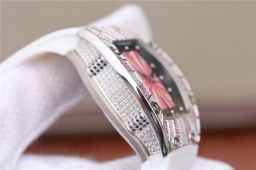 Replica Richard Mille RM 007 Lady SS Diamonds Black Inner Bezel White Rubber Strap 6T51 - Image 10