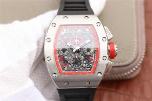 Replica Richard Mille RM011 Felipe Massa Red Inner Bezel Black Rubber Strap A7750