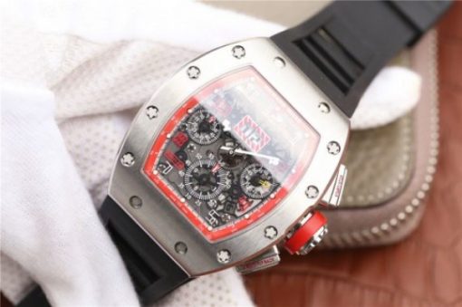 Replica Richard Mille RM011 Felipe Massa Red Inner Bezel Black Rubber Strap A7750 - Image 2