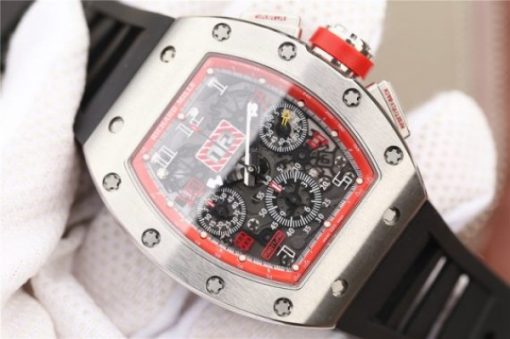 Replica Richard Mille RM011 Felipe Massa Red Inner Bezel Black Rubber Strap A7750 - Image 3