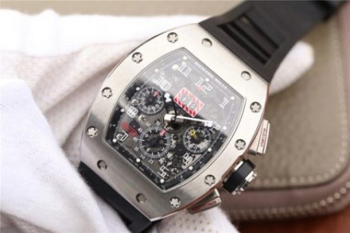 Replica Richard Mille RM011 Felipe Massa Black Inner Bezel Black Rubber Strap A7750 - Image 2