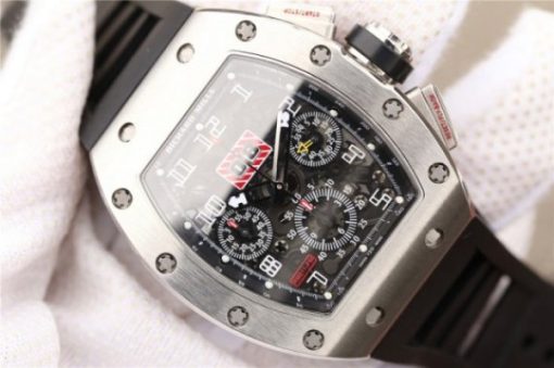 Replica Richard Mille RM011 Felipe Massa Black Inner Bezel Black Rubber Strap A7750 - Image 3