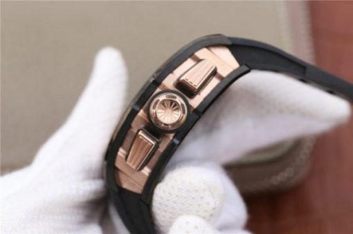 Replica Richard Mille RM011 RG Black Ceramic Chrono Skeleton Dial RG Inner Bezel Black Rubber Strap A7750 - Image 4