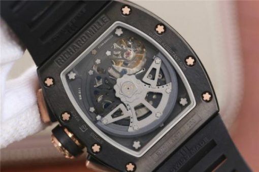 Replica Richard Mille RM011 RG Black Ceramic Chrono Skeleton Dial RG Inner Bezel Black Rubber Strap A7750 - Image 6