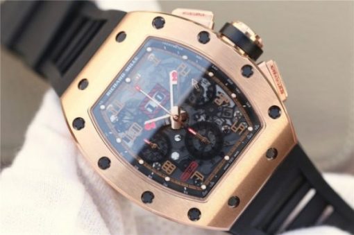 Replica Richard Mille RM011 Felipe Massa Chrono RG Skeleton Dial Black Inner Bezel Black Rubber Strap A7750 - Image 3