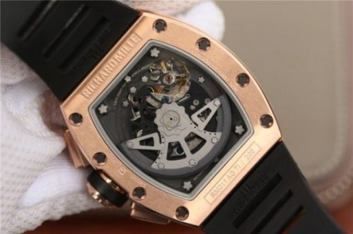 Replica Richard Mille RM011 Felipe Massa Chrono RG Skeleton Dial Black Inner Bezel Black Rubber Strap A7750 - Image 6
