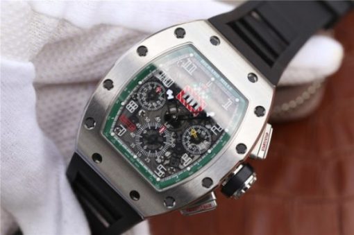 Replica Richard Mille RM011 Green Felipe Massa Dubai Limited Edition Black Rubber Strap A7750 - Image 2