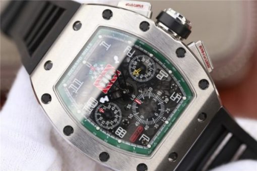 Replica Richard Mille RM011 Green Felipe Massa Dubai Limited Edition Black Rubber Strap A7750 - Image 3