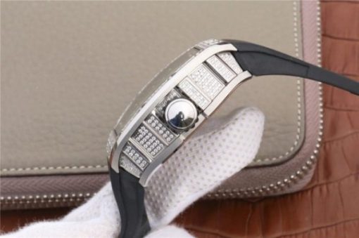 Replica Richard Mille RM 19-01 Tourbillon SS Full Paved Diamonds Case Skeleton Spider Dial Black Rubber Strap 6T51 - Image 7