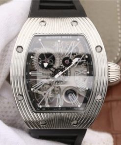 Replica Richard Mille RM018 Hommage a Boucheron SS Black Skeleton Dial Black Rubber Strap 6T51