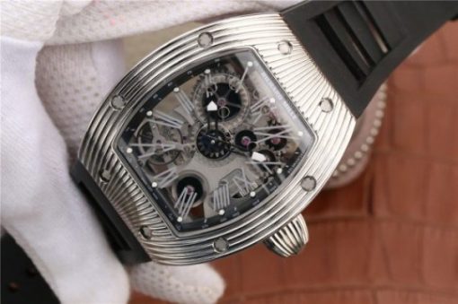 Replica Richard Mille RM018 Hommage a Boucheron SS Black Skeleton Dial Black Rubber Strap 6T51 - Image 2