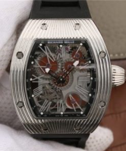 Replica Richard Mille RM018 Hommage a Boucheron SS Brown Skeleton Dial Black Rubber Strap 6T51