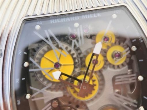 Replica Richard Mille RM018 Hommage a Boucheron SS Yellow Skeleton Dial Black Rubber Strap 6T51 - Image 4