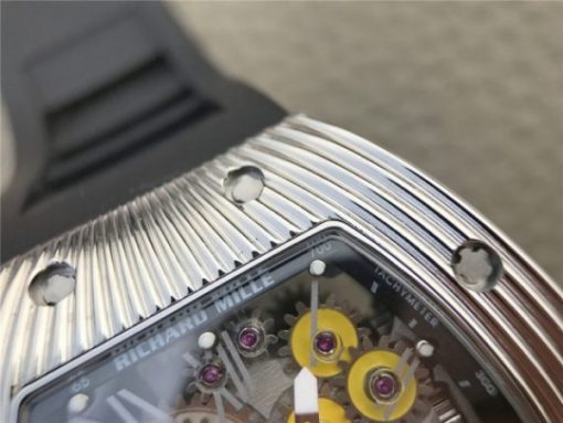 Replica Richard Mille RM018 Hommage a Boucheron SS Yellow Skeleton Dial Black Rubber Strap 6T51 - Image 6