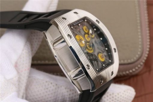 Replica Richard Mille RM018 Hommage a Boucheron SS Yellow Skeleton Dial Black Rubber Strap 6T51 - Image 7