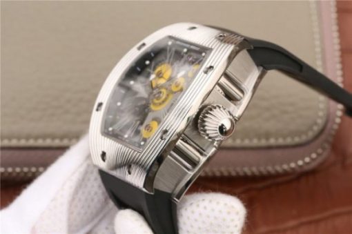 Replica Richard Mille RM018 Hommage a Boucheron SS Yellow Skeleton Dial Black Rubber Strap 6T51 - Image 8