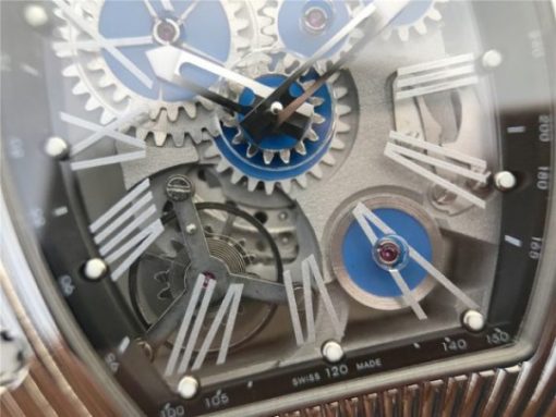 Replica Richard Mille RM018 Hommage a Boucheron SS Yellow Skeleton Dial Blue Rubber Strap 6T51 - Image 5