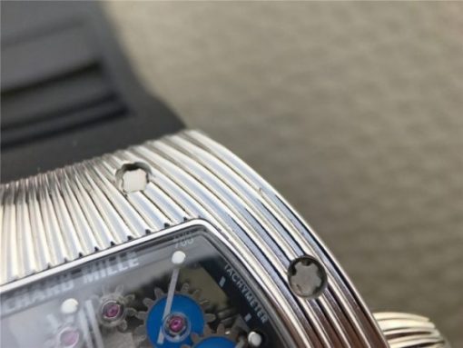 Replica Richard Mille RM018 Hommage a Boucheron SS Yellow Skeleton Dial Blue Rubber Strap 6T51 - Image 6