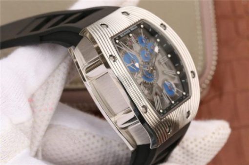 Replica Richard Mille RM018 Hommage a Boucheron SS Yellow Skeleton Dial Blue Rubber Strap 6T51 - Image 7