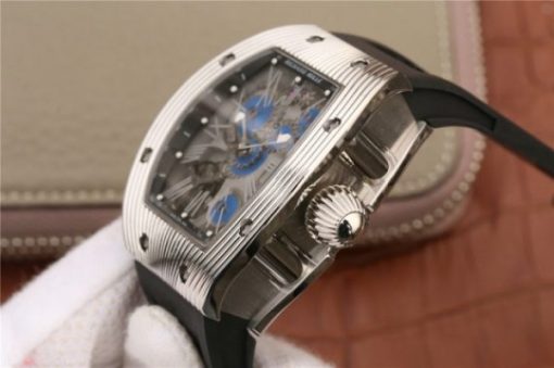 Replica Richard Mille RM018 Hommage a Boucheron SS Yellow Skeleton Dial Blue Rubber Strap 6T51 - Image 8