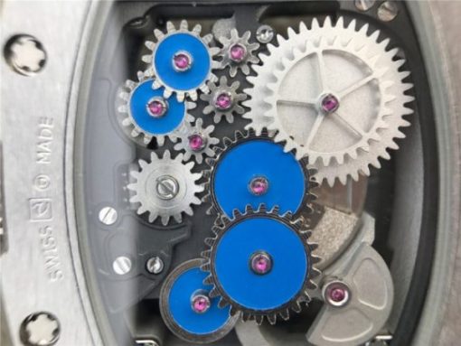 Replica Richard Mille RM018 Hommage a Boucheron SS Yellow Skeleton Dial Blue Rubber Strap 6T51 - Image 11