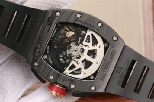 Replica Richard Mille RM011 NTPT Lotus F1 Team PVD Chronograph KVF Crystal Skeleton Dial Red Black Rubber Strap A7750 - Image 6