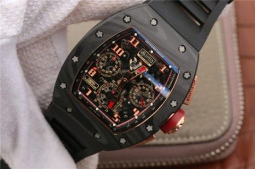 Replica Richard Mille RM011 NTPT Lotus F1 Team RG Chronograph KVF Crystal Skeleton Dial Red Black Rubber Strap A7750 - Image 2