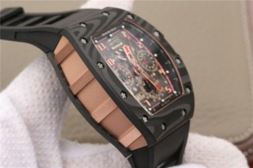 Replica Richard Mille RM011 NTPT Lotus F1 Team RG Chronograph KVF Crystal Skeleton Dial Red Black Rubber Strap A7750 - Image 4